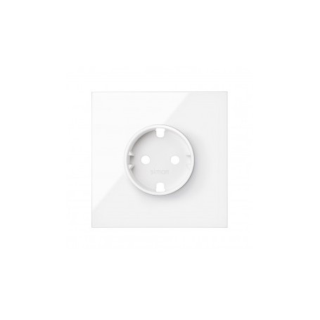 Kit frontal horizontal 1 elemento SIMON 100 con 1 tapa Schuko 10020105-130 Blanco Brillante 