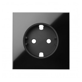 Kit frontal horizontal 1 elemento SIMON 100 con 1 tapa Schuko 10020105-138 negro Brillante 
