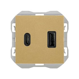 Cargador USB doble Tipo A+C 3,1A Simon 20000296-095 Simon 270 Oro 2 modulos