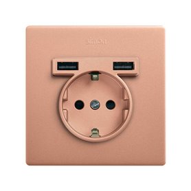 Kit Monoblock 1 base de enchufe y 2 USB 27190610-091  Simon 270 Cobre 