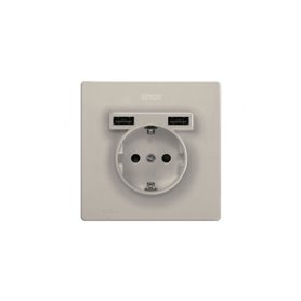 Kit Monoblock 1 base de enchufe y 2 USB 27190610-093  Simon 270 Aluminio