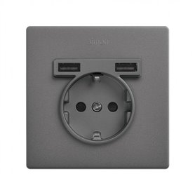 Kit Monoblock 1 base de enchufe y 2 USB 27190610-096  Simon 270 Titanio