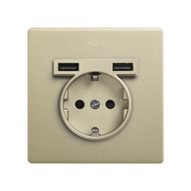Kit Monoblock 1 base de enchufe y 2 USB 27190610-097  Simon 270 Bronce