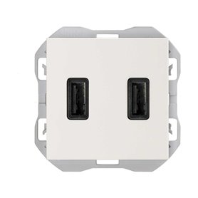 Cargador USB doble Tipo A 2,1A Simon 20000096-090 Simon 270 Blanco