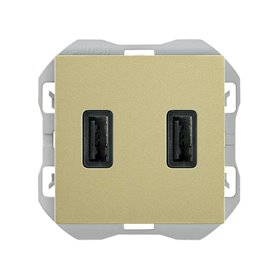 Cargador USB doble Tipo A 2,1A Simon 20000096-097 Simon 270 Bronce