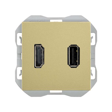 Conector HDMI 2.0 4K H-H + USB A Simon 20000095-097 Simon 270 Bronce