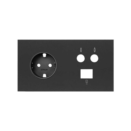 Kit frontal SIMON 100 2 elementos, base+TV+RJ45 10020208-230 Negro Mate