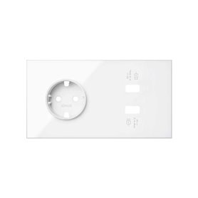 Kit frontal SIMON 100 2 elementos, base + 2 USB carga rapida 10020210-130 Blanco Brillo