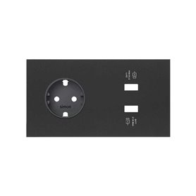 Kit frontal SIMON 100 2 elementos, base + 2 USB carga rapida 10020210-238 Negro Mate