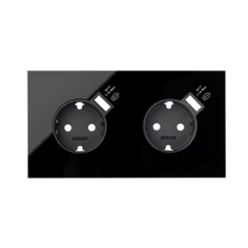 Kit frontal SIMON 100 2 elementos, 2 bases y USB carga rapida 10020211-138 Negro Brillo