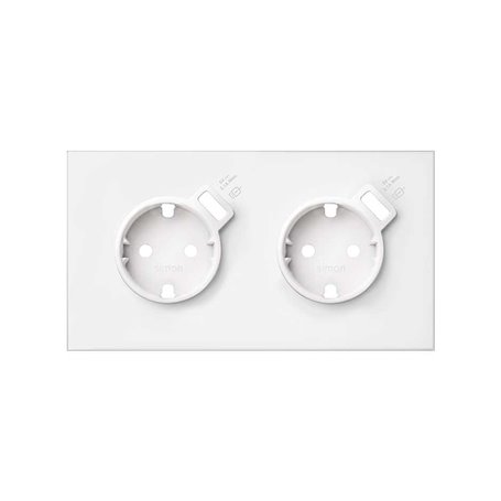 Kit frontal SIMON 100 2 elementos, 2 bases y USB carga rapida 10020211-230 Blanco Mate
