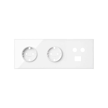 Kit frontal SIMON 100 3 elementos, 2 bases+TV+RJ45 10020303-130 Blanco Brillo