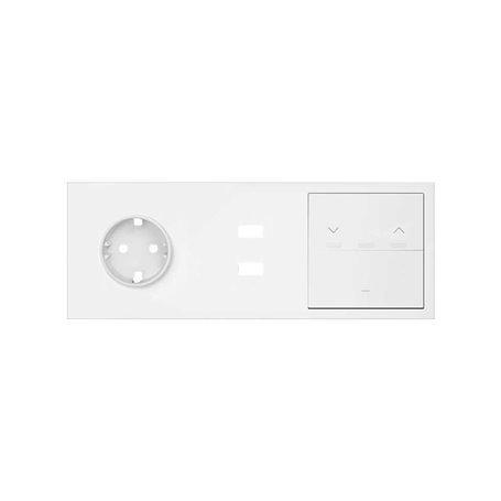 Kit frontal SIMON 100 3 elementos, 1 base+2 USB+persiana+tecla 10020306-230 Blanco Mate