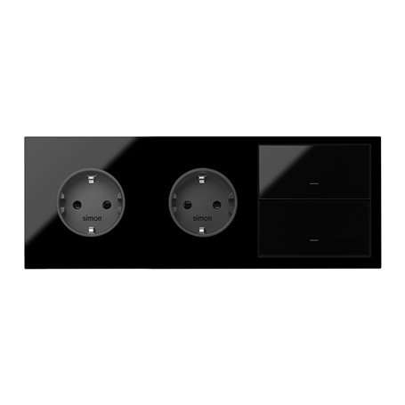 Kit frontal SIMON 100 3 elementos, 2 bases+2 teclas 10020310-138 Negro Brillo