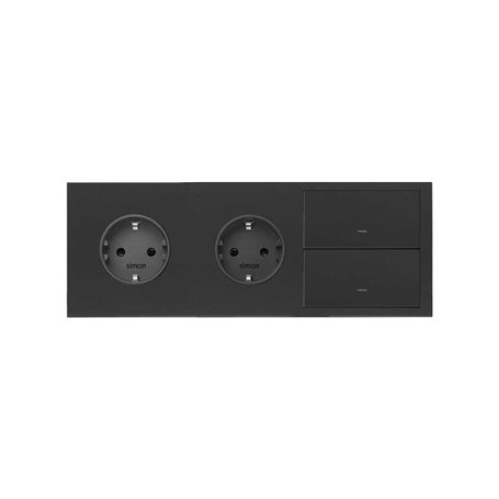 Kit frontal SIMON 100 3 elementos, 2 bases+2 teclas 10020310-238 Negro Mate