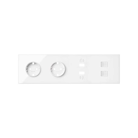 Kit frontal SIMON 100 4 elementos, 2 bases+2 USB carga rapida+2 RJ45 10020403-130 Blanco Brillo