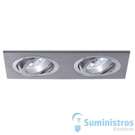 Empotrable doble cuadrado orientable de techo BPM Lighting MINI CATLI 3012 Aluminio Cepillado