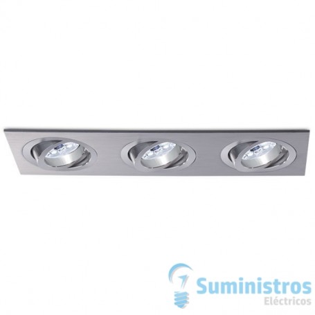 Empotrable triple cuadrado orientable de techo BPM Lighting MINI CATLI 3013 Aluminio cepillado
