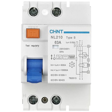 Diferencial tipo B Chint NL210-2-63-30B10/AX 2P 63A 30Ma AC