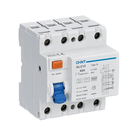 Diferencial tIpo B Chint NL210-4-25-30B10/AX 4P 25A 30Ma AC