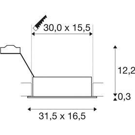 Empotrable cuadrado de techo SLV NEW TRIA 300 DOBLE 113842 Aluminio
