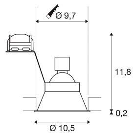 Empotrable redondo de techo SLV HORN 113140 Negro