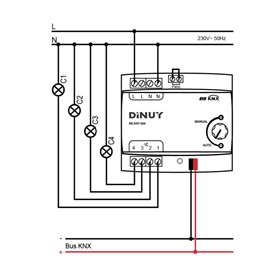 Actuador de regulacion RLC+LED 4 canales DINUY RE KNT 004