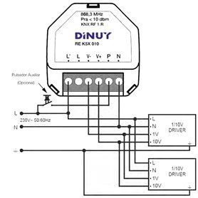 Actuador de regulacion 1-10V KNX-RF 1 canal DINUY PE K5X 010