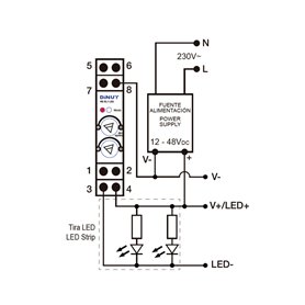 Regulador para tiras LED con mando rotativo DINUY RE EL1 LE2
