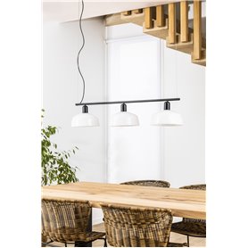 Lampara colgante FARO Barcelona 20338-119 TATAWIN LINEAL M Negro satinado/Opal