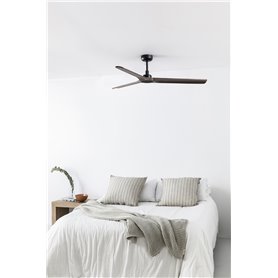 Ventilador de techo FARO Barcelona 33809 HEYWOOD Negro/Roble oscuro con motor DC
