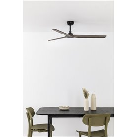 Ventilador de techo FARO Barcelona 33809 HEYWOOD Negro/Roble oscuro con motor DC