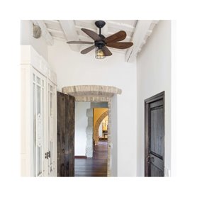 Ventilador de techo Faro Barcelona 33703 Chicago negro/nogal