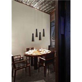 Lampara colgante LED Faro Barcelona PLUMA LED 64172 oro/negro
