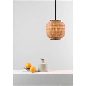 Lampara colgante Faro Barcelona Tupai 65134-77 Negro/Ratan