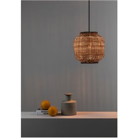 Lampara colgante Faro Barcelona Tupai 65134-77 Negro/Ratan