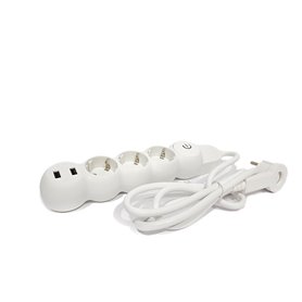 Base multiple 3 tomas + 2 USB con interruptor QRB 180006 16A 250V