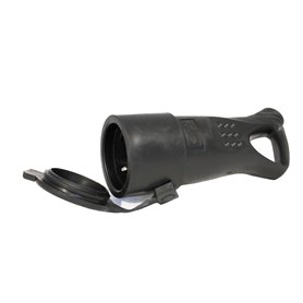 Base aerea negra con tirador y tapa 2P+T 16A 250V QRB 180020 caucho IP44