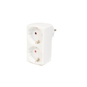 Adaptador 2 tomas vertical blanco 2P+T 16A 250V QRB 180021 PP