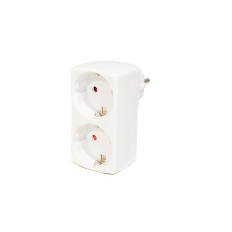 Adaptador 2 tomas vertical blanco 2P+T 16A 250V QRB 180021 PP