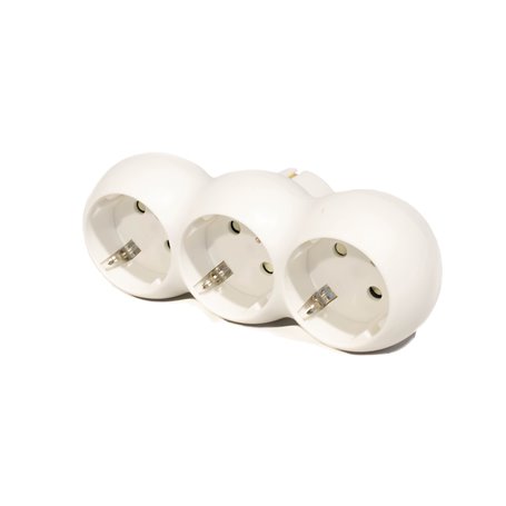 Adaptador 3 tomas horizontal blanco 2P+T 16A 250V QRB 180024 PP