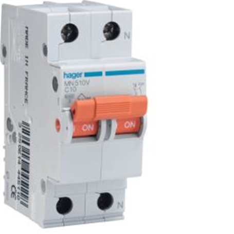 Interruptor magnetotermico para vivienda Hager MN206V 2P 6A CURVA-C
