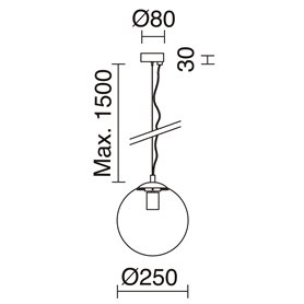 Lampara colgante EXO LIGHTING OXY 984B-G05X1A-02 Negro D250