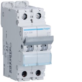 Interruptor Automatico M 1P+N 10A curva C 6kA  HAGER MCA510