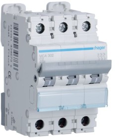 Interruptor Automatico M 3P 2A curva C 6kA  HAGER MCA302