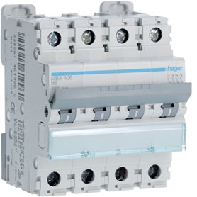 Interruptor Automatico M 4P 10A curva B 6kA HAGER MBA410