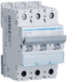 Interruptor Automatico MU 3P 16A curva C 6kA HAGER MUN316A