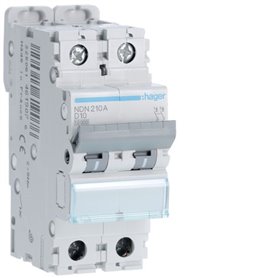Interruptor Automatico N 2P 4A curva D 10kA HAGER NDN204A