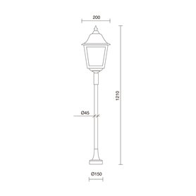 Baliza Vintage ROB E27 42W DOPO 264K-G05X1A-02 Negro/Cristal matizado