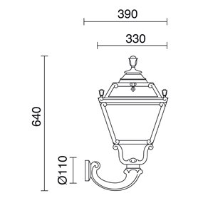Aplique Vintage INDURA MEDIUM 4 E27 42W DOPO 146B-G05X1A-02 Negro